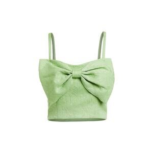 Mestiza New York 'Corazon' Green Bow Jacquard Sleeveless Crop Top Size 4